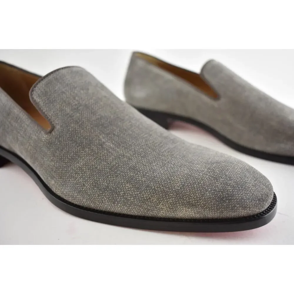 Christian Louboutin Mens Danny Flex Flat Crosta Silex Grey Dress Loafer 43 10